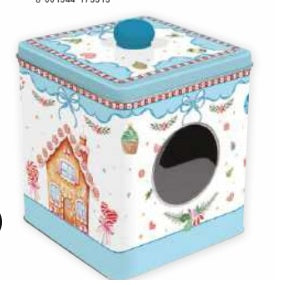 Scatola in latta portabiscotti con finestra Sweet Christmas