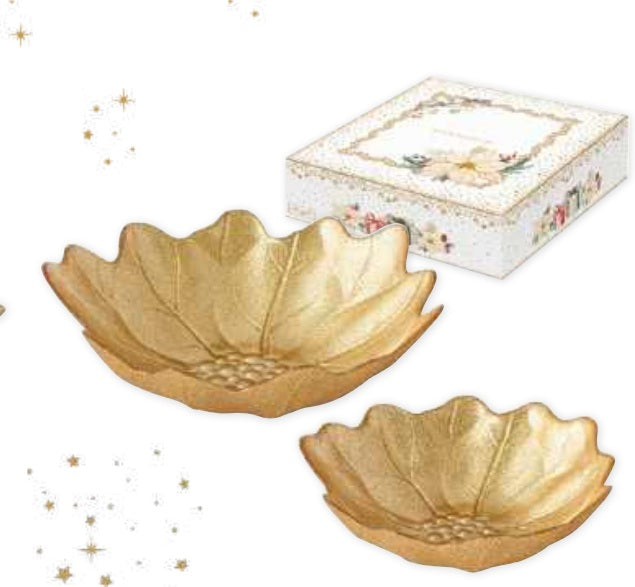 Set 2 ciotole stella di natale in vetro WHITE ELEGANCE