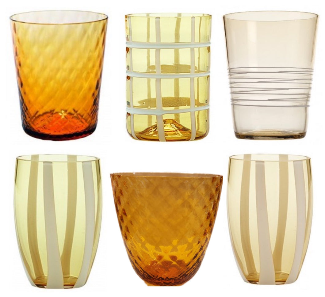 Bicchiere vetro Melting Pot Set 6 pezzi Amber