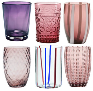 Bicchiere vetro Melting Pot Set 6 pezzi Amethist
