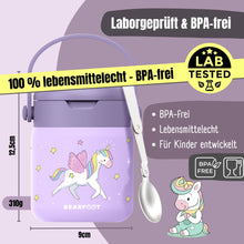 Carica l'immagine nel visualizzatore di Gallery, Contenitore termico per bambini in acciaio inox - unicorno lilla

