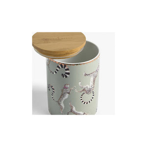 Barattolo contenitore in porcellana con tappo in bamboo Yvonne Cheetah