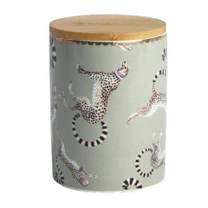 Barattolo contenitore in porcellana con tappo in bamboo Yvonne Cheetah