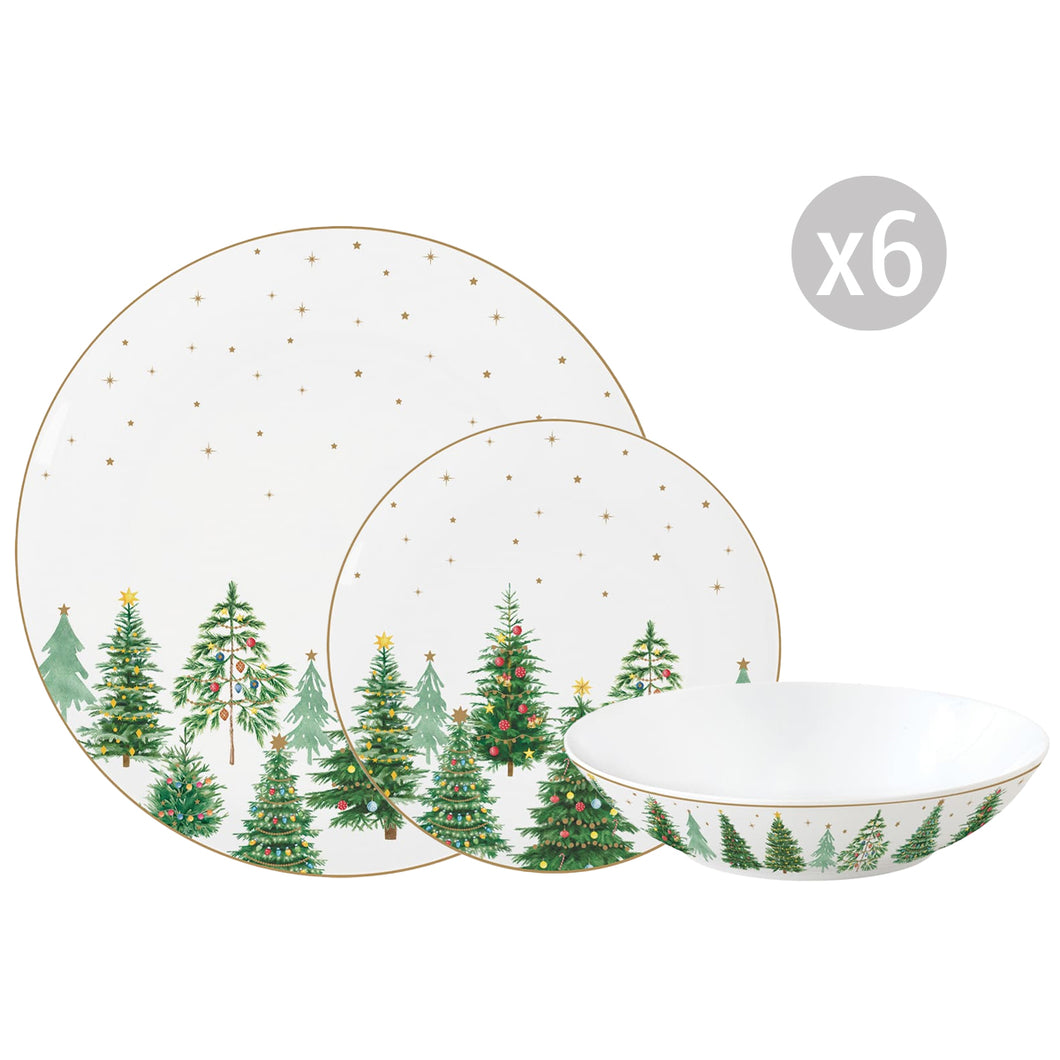 Servizio 6 posti tavola 18 pezzi Festive Trees EASY LIFE