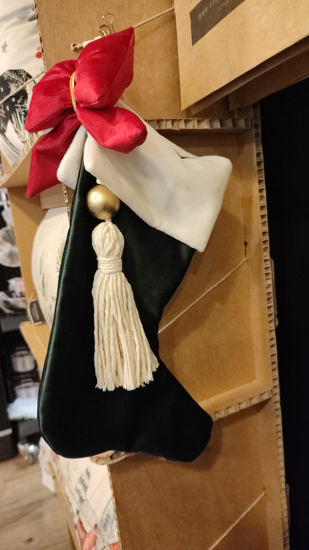 Calza Befana in velluto verde 28*18