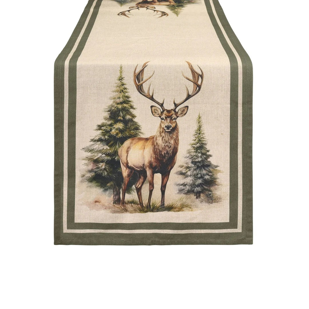 Runner in cotone con cervo Nuvole di Stoffa