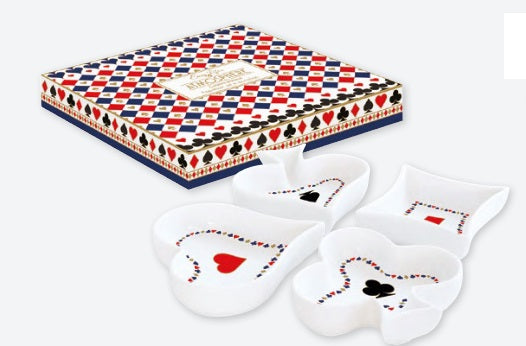 Set 4 ciotoline sagomate in porcellana in confezione regalo CASINO ROYALE