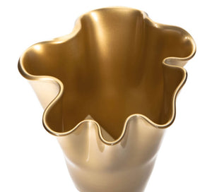 Vaso fiori in vetro a fazzoletto soffiato a mano Oro