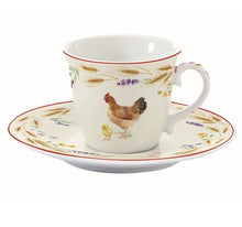 Carica l&#39;immagine nel visualizzatore di Gallery, Set 2 tazzine da caffè con piattino in porcellana Country Life - Prezzo Outlet
