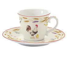 Carica l&#39;immagine nel visualizzatore di Gallery, Set 2 tazzine da caffè con piattino in porcellana Country Life - Prezzo Outlet
