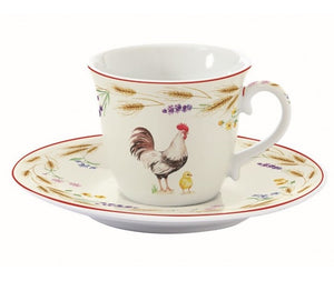 Set 2 tazzine da caffè con piattino in porcellana Country Life - Prezzo Outlet