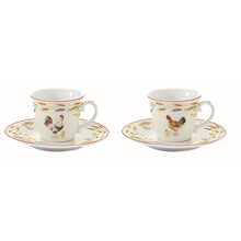 Carica l&#39;immagine nel visualizzatore di Gallery, Set 2 tazzine da caffè con piattino in porcellana Country Life - Prezzo Outlet
