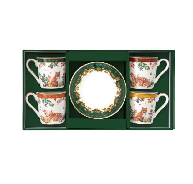 Set caffè 4 tazzine con piattino Forest Dream