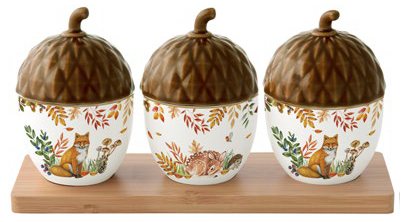 Set aperitivo 3 vaschette a forma di ghianda Forest Dream