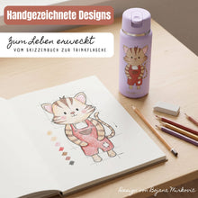 Carica l'immagine nel visualizzatore di Gallery, Borraccia termica TINY per bambini in acciaio inox - gatto lilla
