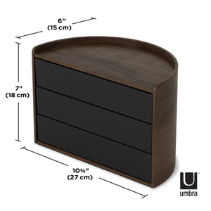 Portagioie organizer in legno Moona nero/noce UMBRA