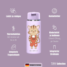 Carica l'immagine nel visualizzatore di Gallery, Borraccia termica TINY per bambini in acciaio inox - gatto lilla
