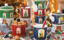 Carica l&#39;immagine nel visualizzatore di Gallery, Tazza da colazione blu con piatto FESTIVE AVENUE
