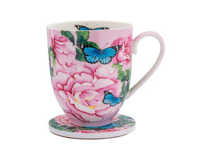 Tazza mug 400ml con sottobicchiere "Cabbage Roses" by Gabby Malpas