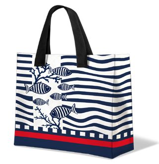 Borsa mare idrorepellente con zip 60x40 Pesci Blu