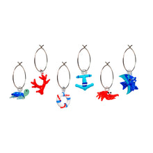 Carica l'immagine nel visualizzatore di Gallery, Set 6 charms segnaposto/segnabicchieri Animali Marini
