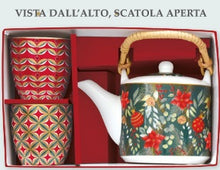 Carica l&#39;immagine nel visualizzatore di Gallery, Set teiera  e due bicchierini  in porcellana in confezione regalo Christmas Joy

