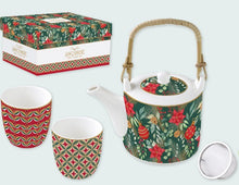 Carica l&#39;immagine nel visualizzatore di Gallery, Set teiera  e due bicchierini  in porcellana in confezione regalo Christmas Joy

