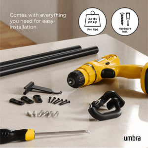 bastone per tende regolabile Twilight cm.76-213 nero