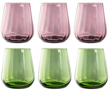 Carica l&#39;immagine nel visualizzatore di Gallery, Bicchiere tumbler Rinascimento Livellara 6 pezzi Verde/Ametista 400ml - PREZZO OUTLET -
