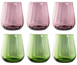 Bicchiere tumbler Rinascimento Livellara 6 pezzi Verde/Ametista 400ml - PREZZO OUTLET -