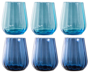Bicchiere tumbler Rinascimento Livellara 6 pezzi Turquoise/Ink Blue 400ml - PREZZO OUTLET -