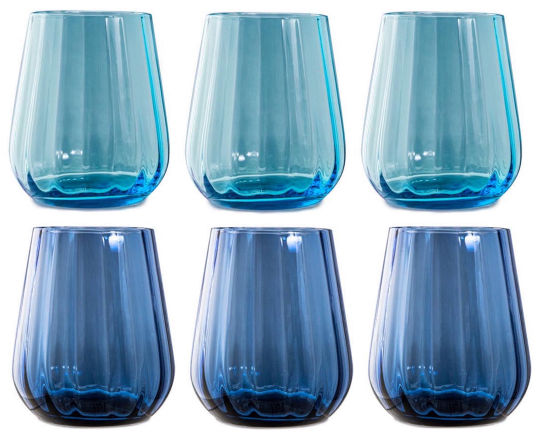 Bicchiere tumbler Rinascimento Livellara 6 pezzi Turquoise/Ink Blue 400ml - PREZZO OUTLET -