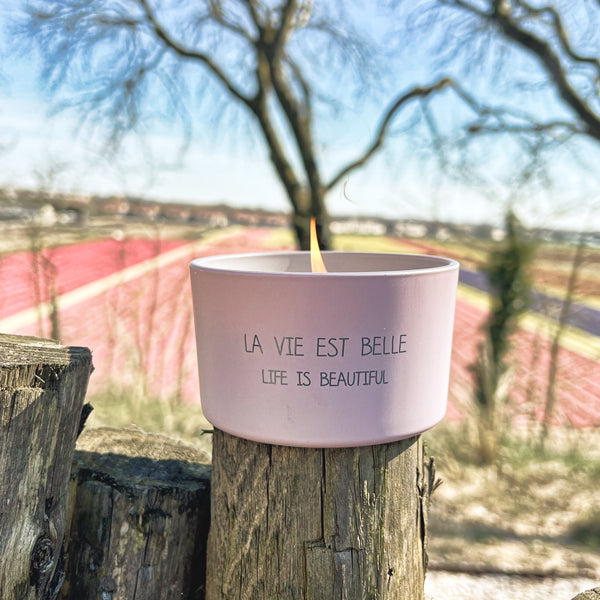Candela di soia outdoor alla citronella-La vie est belle. Life is beautiful- MY FLAME