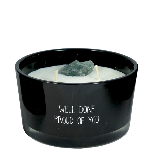 Candela di soia MyFlame 11x6 con cristallo di fluorite - Well Done