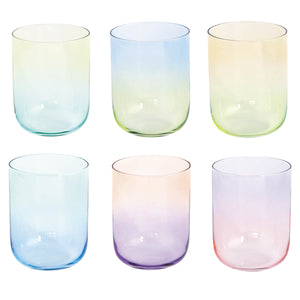 Set 6 bicchieri acqua in vetro multicolor Rainbow
