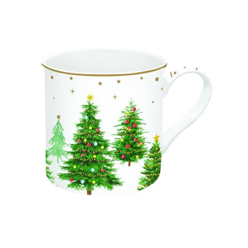 Tazza in porcellana 300 ml in colour box Festive Trees - Prezzo Outlet