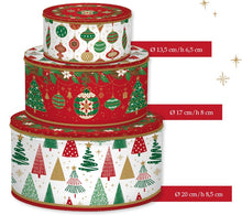 Carica l&#39;immagine nel visualizzatore di Gallery, Set 3 scatole di latta tonde Jingle Bells
