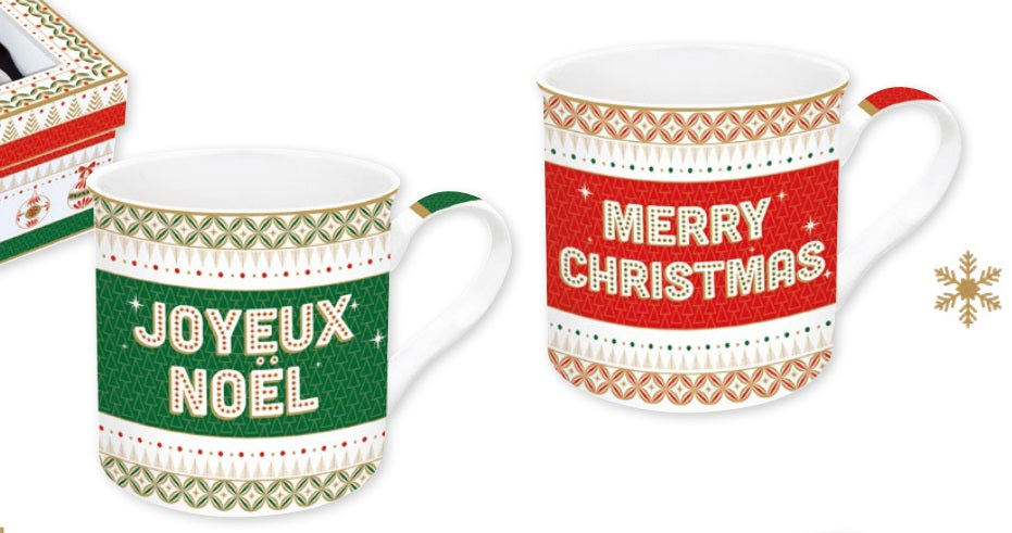 Set 2 tazze da 300 ml in porcellana in confezione regalo ENJOY YOUR CHRISTMAS