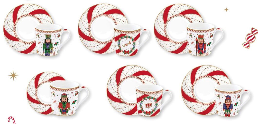 Set 6 tazzine con piattino Nutcracker Twist gift box
