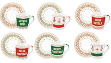 Carica l&#39;immagine nel visualizzatore di Gallery, Set di 6 tazzine da caffè in porcellana con piattino in confezione regalo ENJOY YOUR CHRISTMAS

