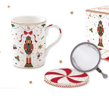 Carica l&#39;immagine nel visualizzatore di Gallery, Tazza in porcellana e coperchio con infusiera in metallo Nutcracker Twist
