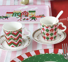 Carica l&#39;immagine nel visualizzatore di Gallery, Set 2 tazzine caffè con piattino e cucchiaino CHRISTMAS TWIST
