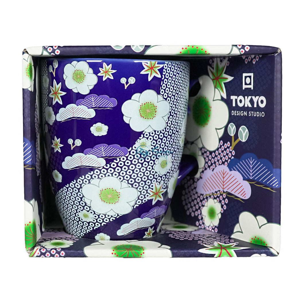 Mug Kawaii Flower 380ml Blue giftbox