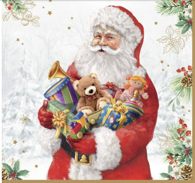 Confezione da 20 tovaglioli di carta 33x33 Santa Is Coming