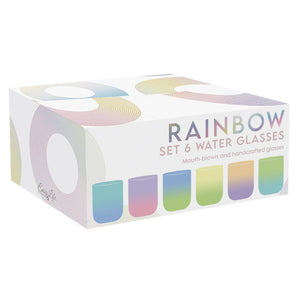 Set 6 bicchieri acqua in vetro multicolor Rainbow