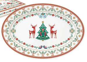 Vassoio ovale in porcellana in confezione regalo CHRISTMAS FOLK