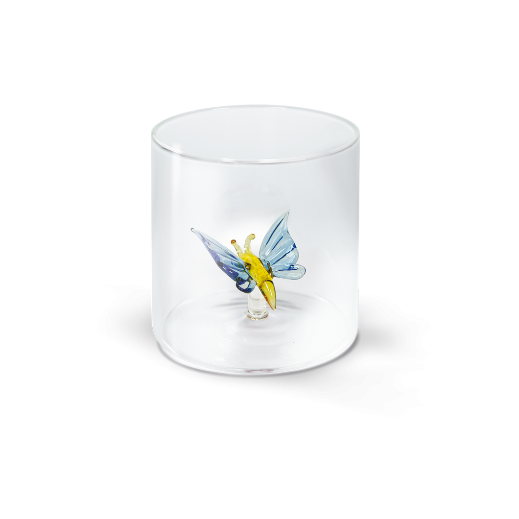 Bicchiere in vetro con soggetto interno WD Lifestyle Farfalla