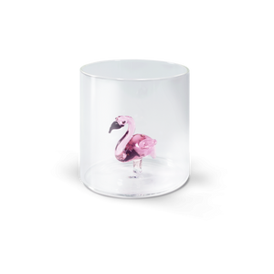 Bicchiere in vetro con soggetto interno WD Lifestyle Fenicottero