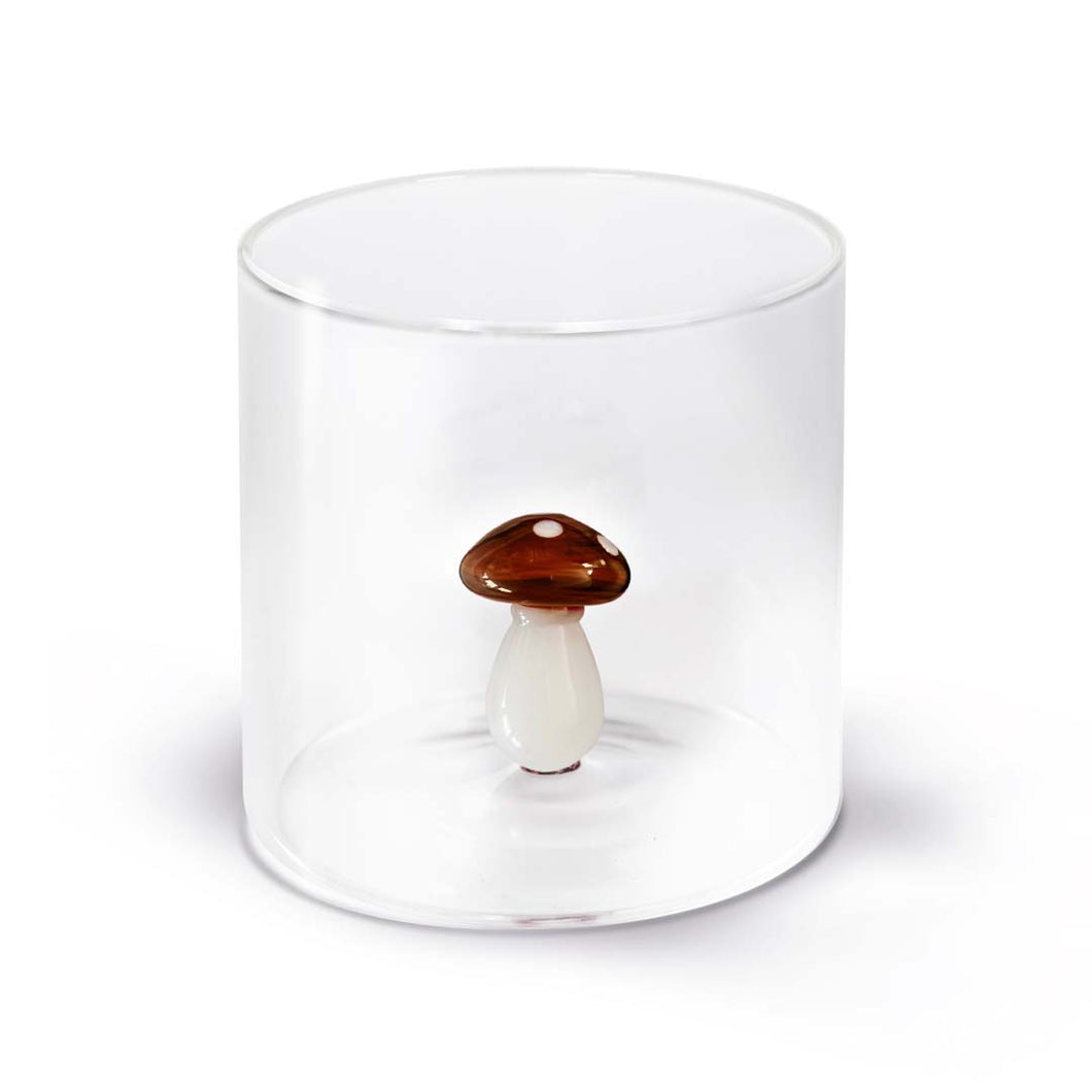 Bicchiere in vetro con soggetto interno Funghetto