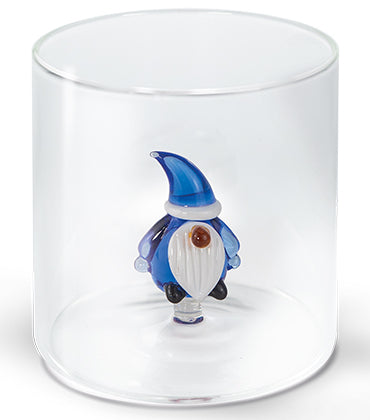 Bicchiere in vetro con soggetto interno Gnomo